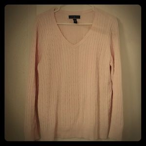 Pink V neck Cable Karen Scott sweater XL